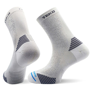 TEKO - ecoRUN 2.0 SHORT CREW SOCKS - Light Half Cushion for Running - White