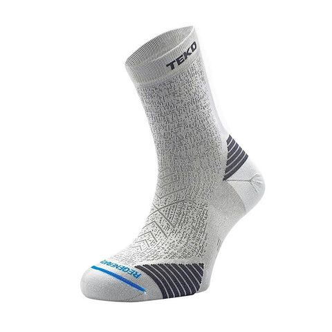 TEKO - ecoRUN 2.0 SHORT CREW SOCKS - Light Half Cushion for Running - White