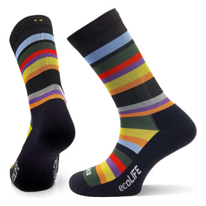 TEKO eco HIKE - LIFE SATURN 2.0 - Light Half Cushion Socks - Black Stripe