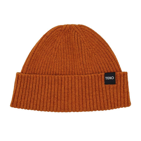 TEKO eco HIKE -  BEANIE DUNDEE SHORT WATCH 2.0 - LAMBSWOOL Light Rib - Oxide