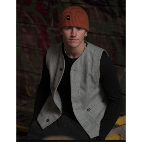 TEKO eco HIKE -  BEANIE DUNDEE SHORT WATCH 2.0 - LAMBSWOOL Light Rib - Oxide