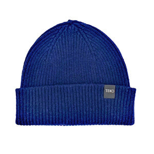 TEKO eco HIKE -  BEANIE DUNBAR SHORT WATCH 3.0 - LAMBSWOOL Medium Rib - Navy Blue