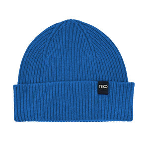 TEKO eco HIKE -  BEANIE DUNBAR SHORT WATCH 3.0 - LAMBSWOOL Medium Rib - Blue
