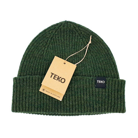 TEKO eco HIKE -  BEANIE DUNBAR SHORT WATCH 3.0 - LAMBSWOOL Medium Rib - Rosemary Green