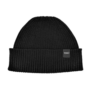 TEKO  -  BEANIE DUNDEE SHORT WATCH 2.0 - LAMBSWOOL Light Rib - Black